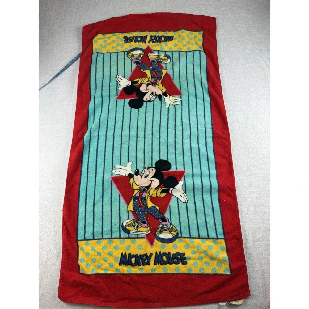 Vintage Mickey Mouse Disney Bath Towel Set Franco Hand Towel & Wash Rag 6 Piece